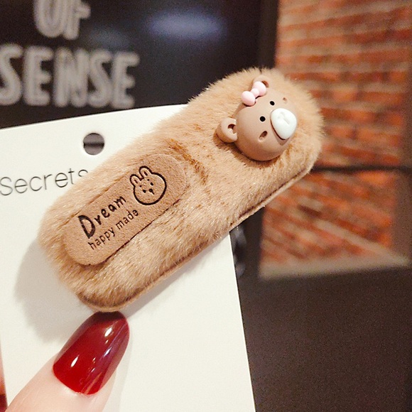 Plush hair clips/slides, snap clips. CUTE💗 - Picture 5 of 5